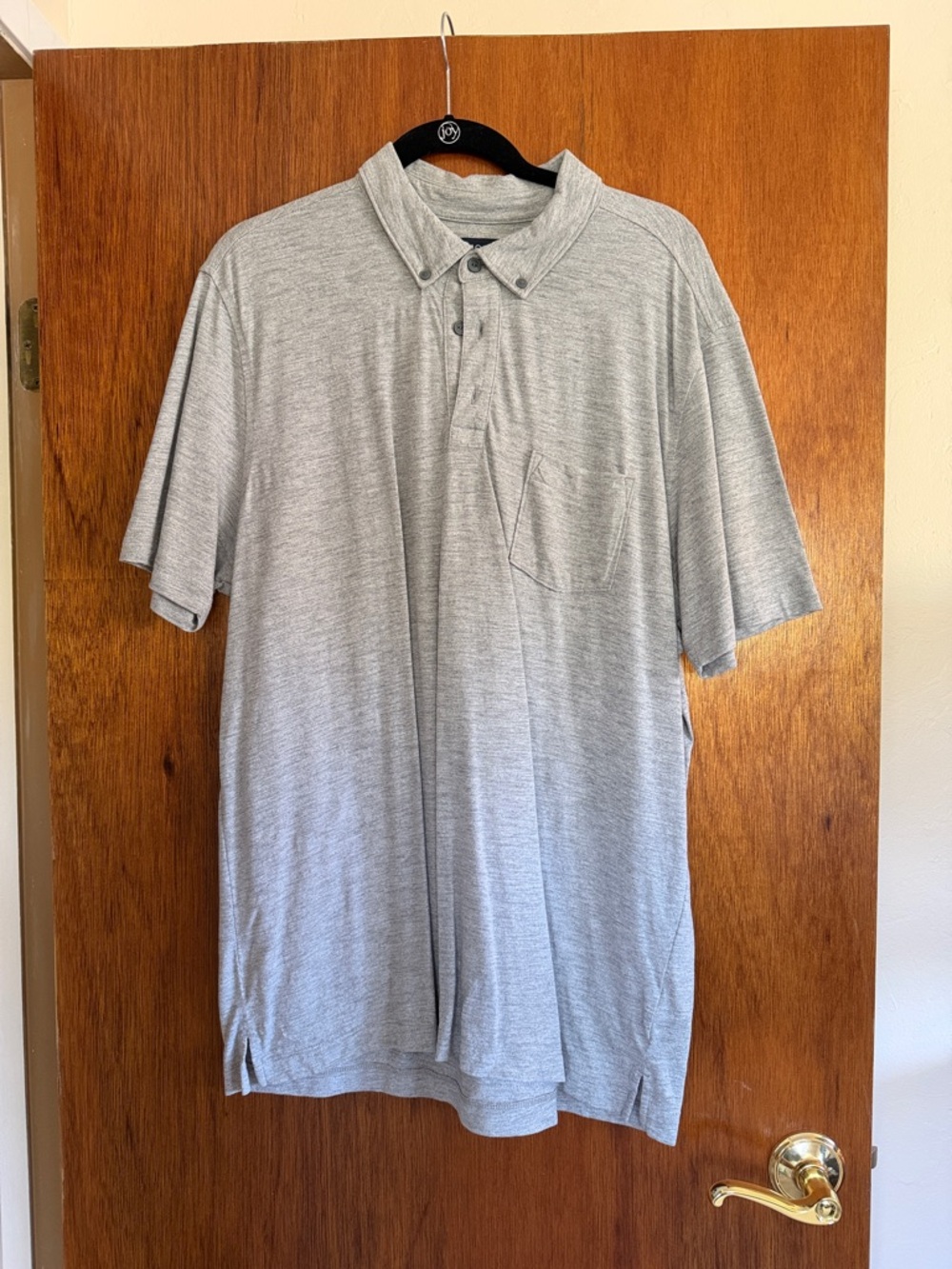 1901 Light Gray Short-Sleeve Button-Collar Polo